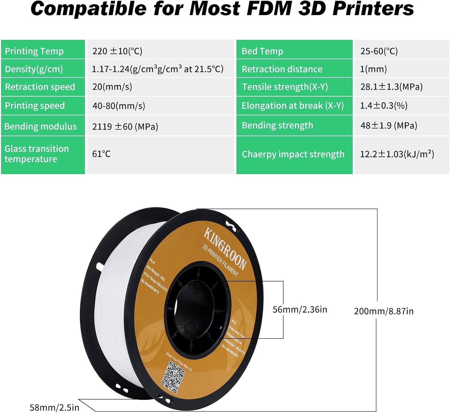 Kingroon PLA Plus 3D Printer Filament,PLA+ 16 Rolls,Dimensional Accuracy +/-0.03mm,16kg Spool(35.3lbs),1.75 mm,2White 2Grey 2Black Red Blue Green Yellow Silver Skin Purple Transparentwhite Orange Gold