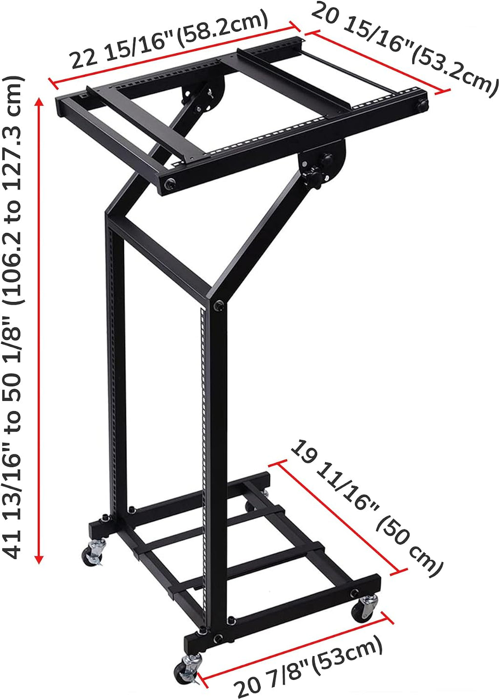 AW Adjustable Rack Mount Studio Equipment Rolling DJ Mixer Stand Stage Cart Music Party Show 12U