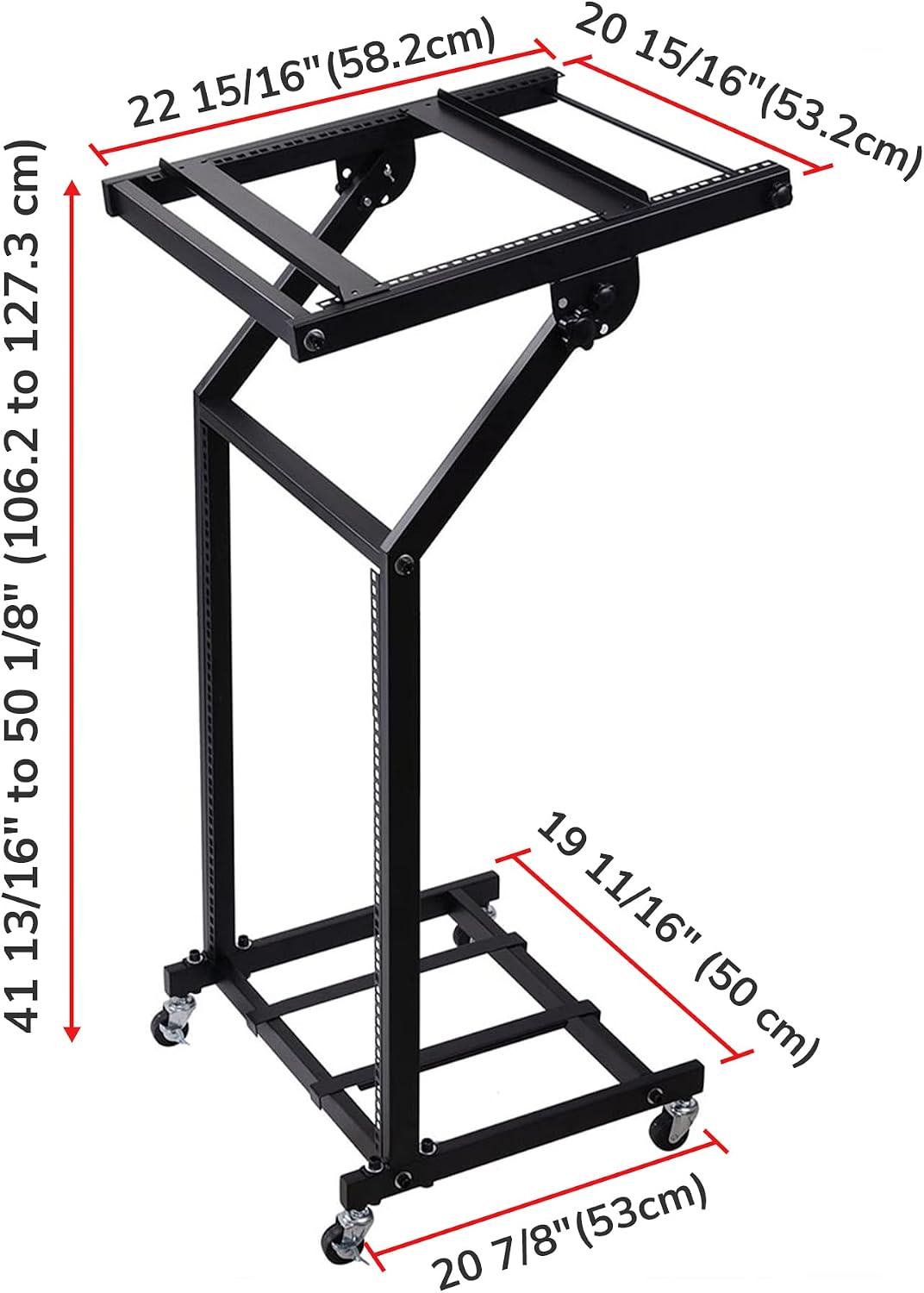 AW Adjustable Rack Mount Studio Equipment Rolling DJ Mixer Stand Stage Cart Music Party Show 12U