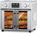PlumChef 29.5QT Large Capacity French Double-Door Air Fryer Convection Toaster Oven, 1700W, 14 Preset Menus, 7-in-1 Multi-Function (Bake, Roast, Gril,Toast,Dehydrate&Defrost), Stainless Steel,silvery