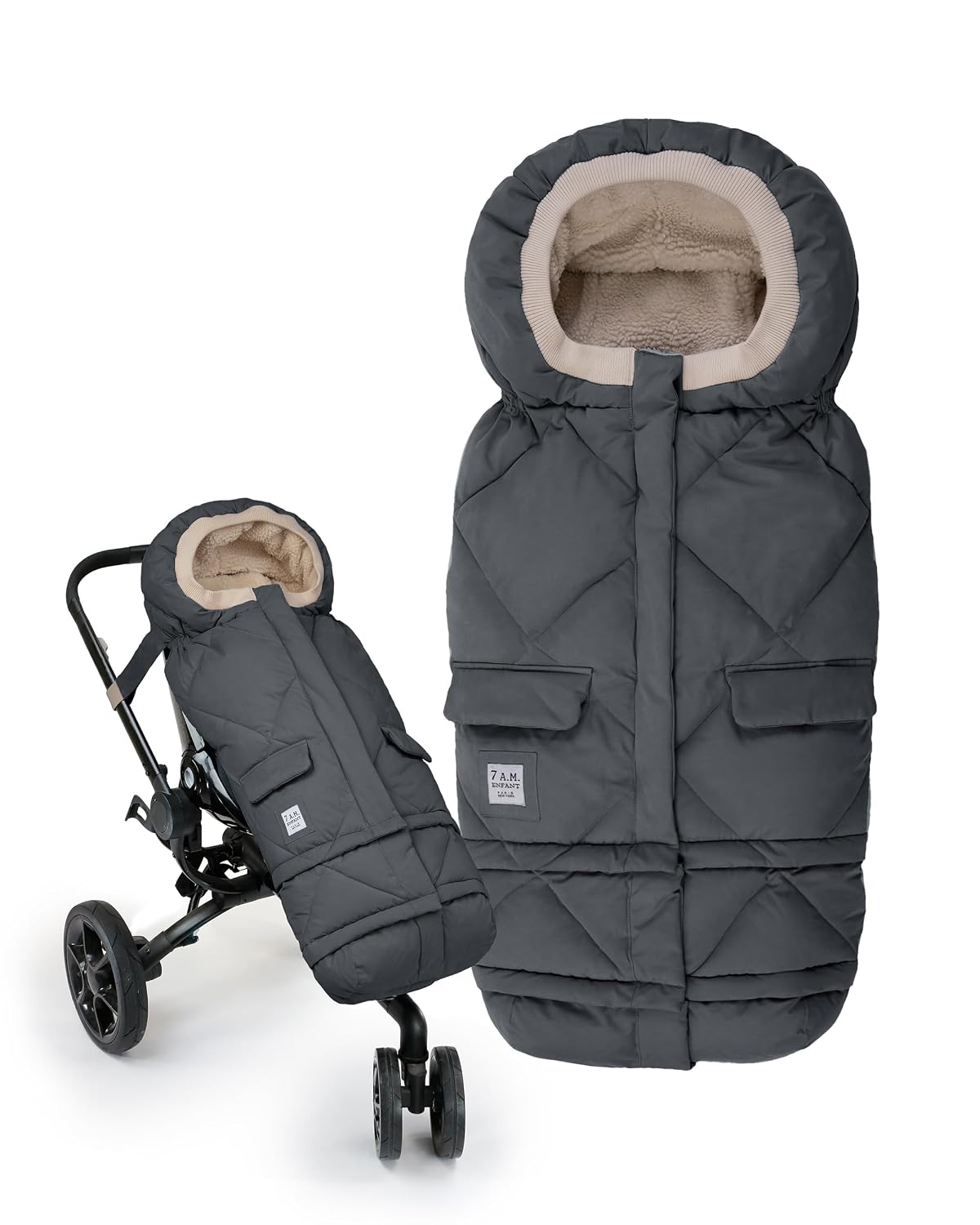 7AM Enfant Stroller Blanket 212 - Adjustable Baby Car Seat Zipped Blanket for Babies Winter, Unisex Multi Purpose Fleece Lined Warm Hooded Toddler Footmuff Water Repellent | (6M - 4T)