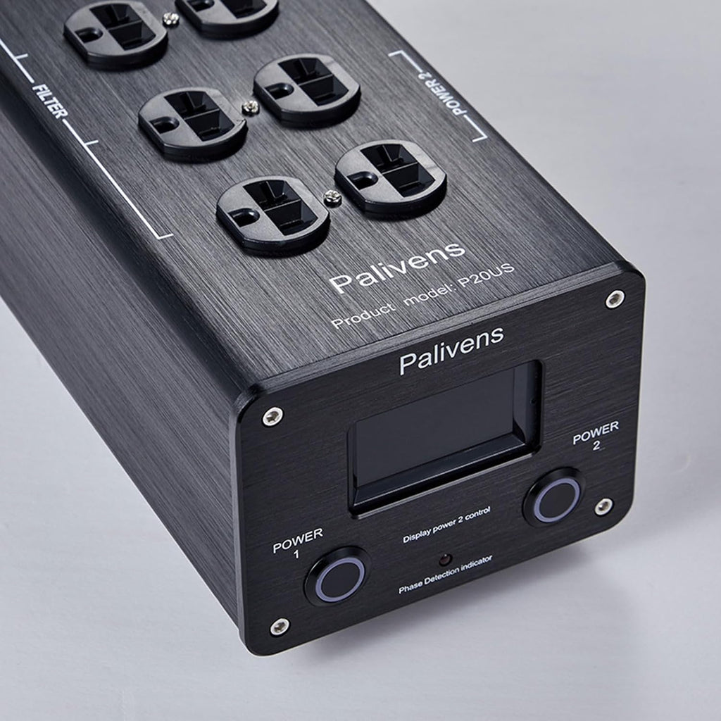 AC Power Filter Power Conditioner, 8 Ways Power Socket, Line Conditioner Power Purifier with Universal Outlets, Power Conditioner Audio Suitable for HiFi CD Player Piano, TV, Black