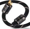 TODN Audiophile Audio Power Cable OFC+OCC Cores HiFi Power Cord with Carbon Fiber Shell, 24K Gold Plated US Plug, Φ17.5mm, 3ft/1m