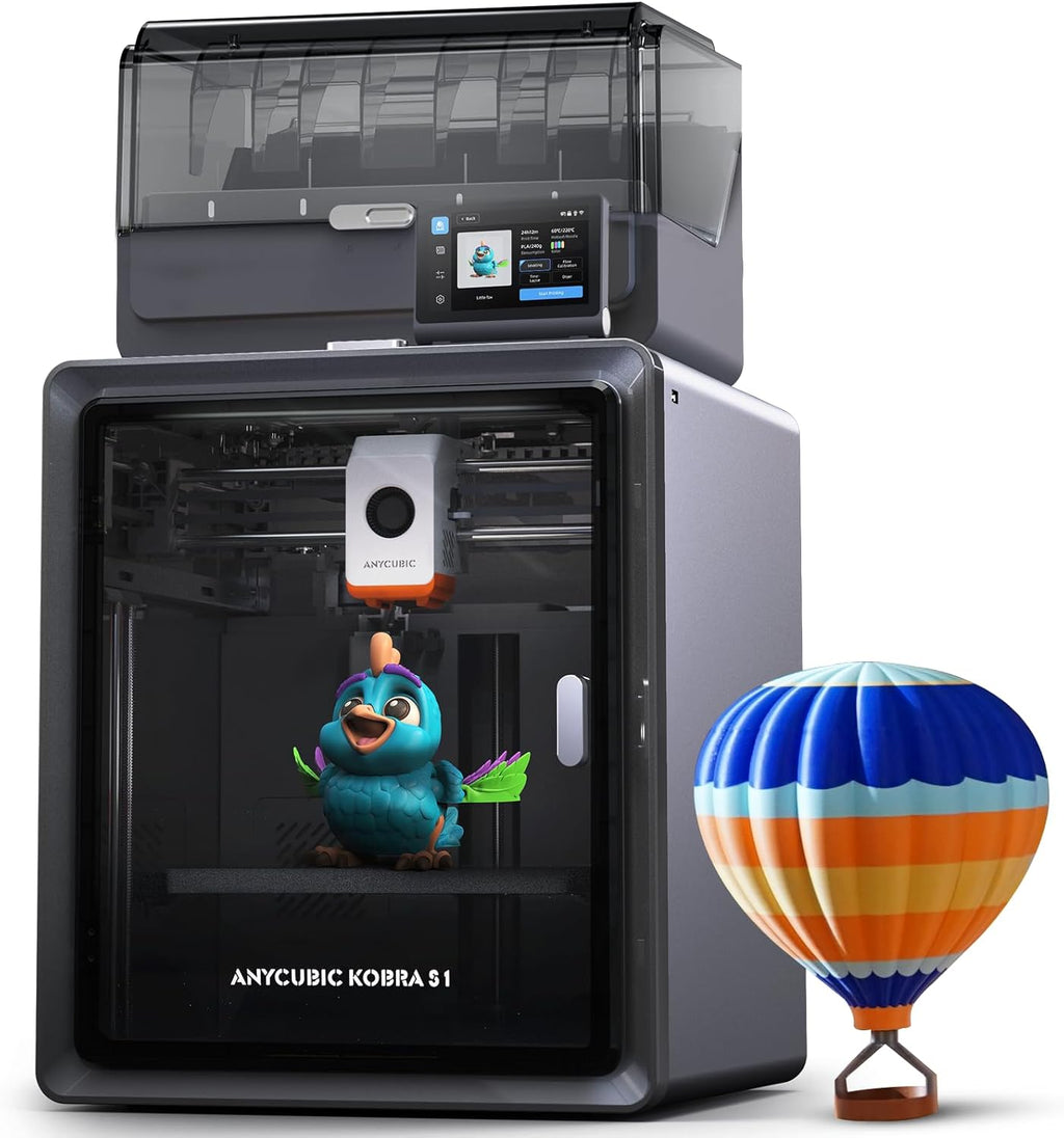 Anycubic Kobra S1 Combo 3D Printer, 4 Stunning Multicolor with Anycubic ACE PRO, 600mm/s High Speed and 320℃ Hotend Free-Clog Extruder, Intelligent Drying While Printing, Built-in Camera 250*250*250mm