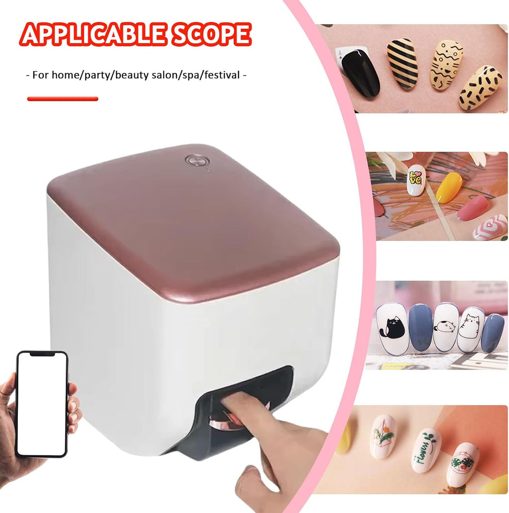Digital Mobile Nail Art Printer,3D Nail Printing Robot Nail Art Printing Machine, Support APP/DIY, Fast Drawing in 10S, Portable Nail Painting Machine for Girls' Home Nails