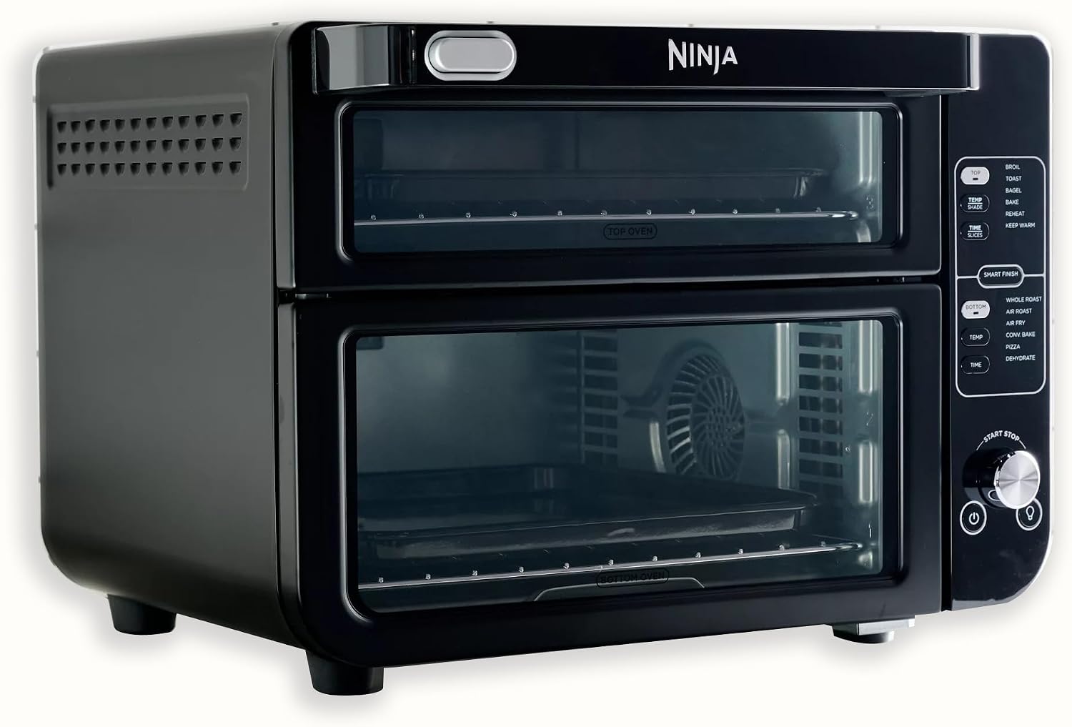 Ninja (Refurbished) DCT401QBK 12-in-1 Double Oven with FlexDoor, FlavorSeal & Smart Finish, Rapid Top Convection and Air Fry Bottom, Bake, Roast, Toast, Air Fry, Pizza and More, Black (Renewed)