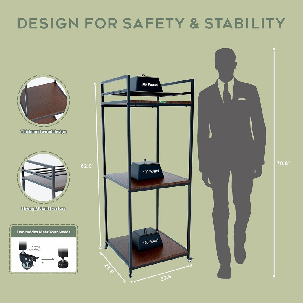 PT2 Ultimate Large 3D Printer Storage Solution, Heavy-Duty 3-Tier Stand & Filament Organizer Rack for Biggest Printers on Wheels