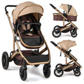 INFANS 2 in 1 Baby Stroller, Folding Newborn Pram Convertible Stroller Bassinet for Infant Foldable High Landscape Shock Absorption with Reversible Seat Aluminum Structure for Pushchair