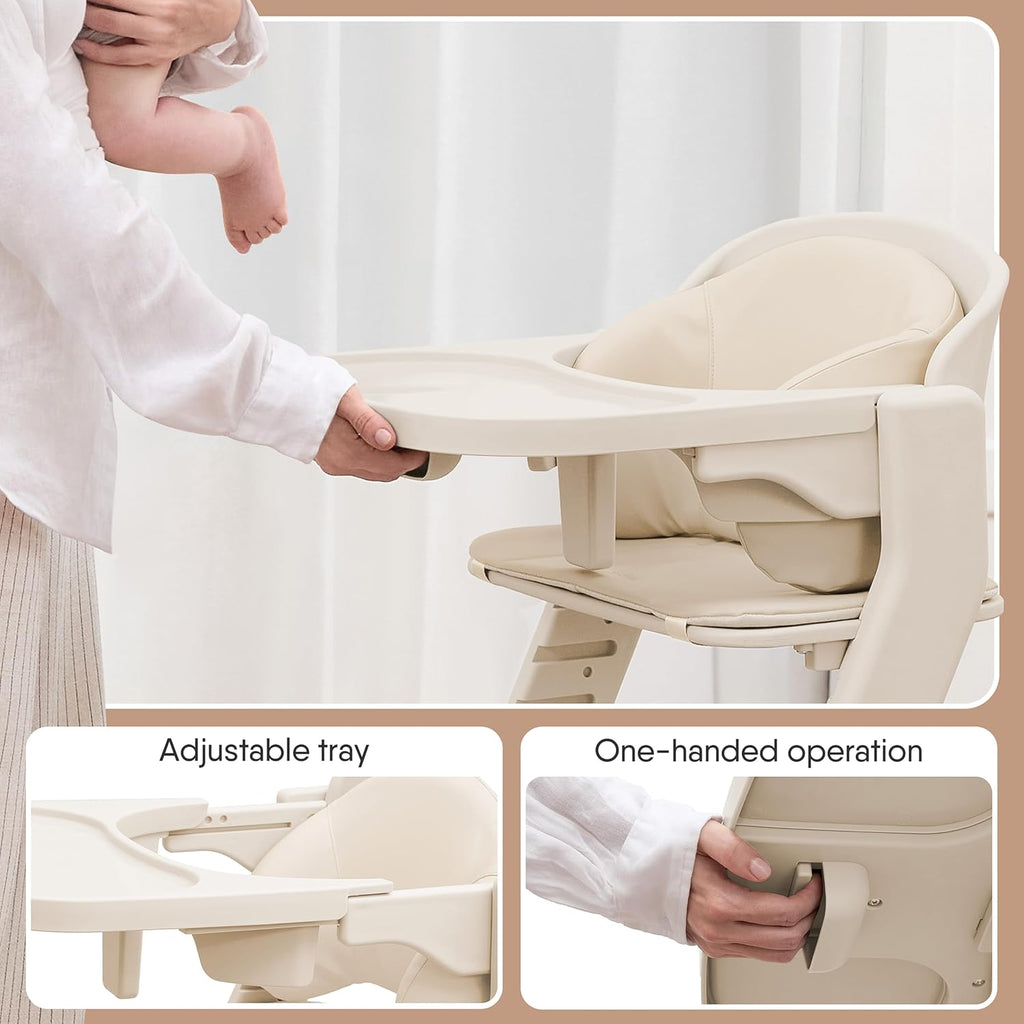 Obee Odee Full-Body Washable Baby High Chair with Soft Cushion, Adjustable for 6 Months to 220 Lb - Multifunctional and Convertible High Chairs for Babies and Toddlers -Portable and Easy Operation