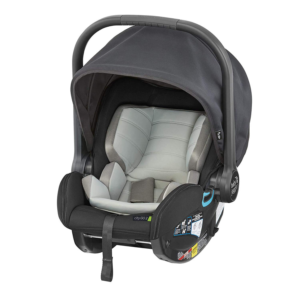 Baby Jogger® City Go 2 Infant Car Seat, Baby Travel Car Seat, Included RapidLock Carseat Base, Pike Exclusive Includes Leatherette Handlebar and Premium Fabrics, Slate