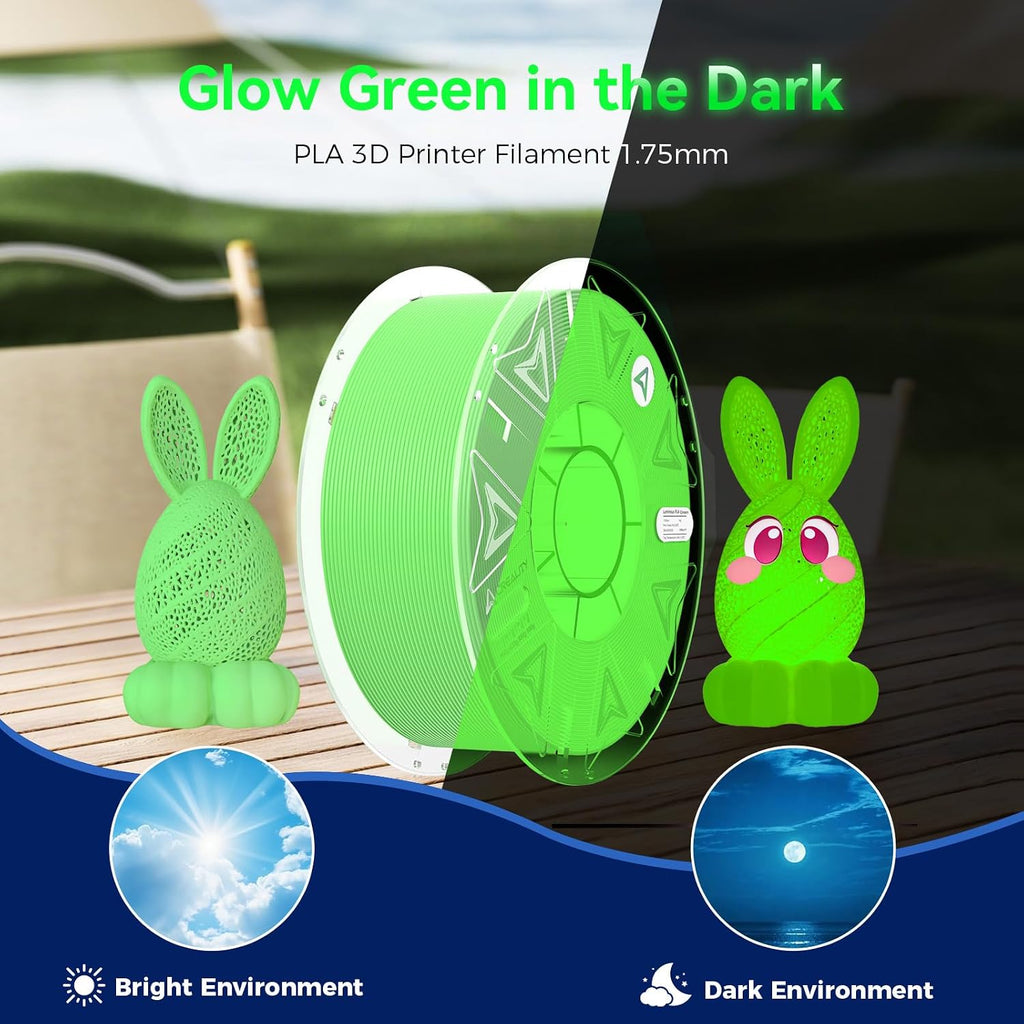 Official Creality Hyper PLA 3D Printer Filament 4KG, Glow in The Dark Filament, Luminous PLA 1.75mm, Best with UV Lamps, RFID Filament Fit Most FDM 3D Printers, 1KG Spool (2.2 lbs)