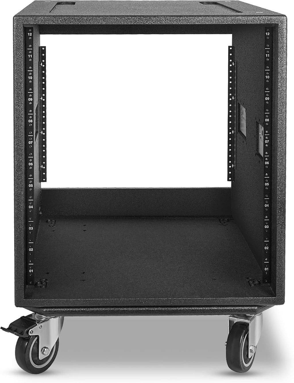 Sound Town 12U PA/DJ Rack/Road Case with 12-Space, Industry-Grade 0.7' (18mm) Plywood with Polyurea Coating, Rain Cover, Casters, 21.7' Rackable Depth - Pro Tour Grade (STRCP-12UW)