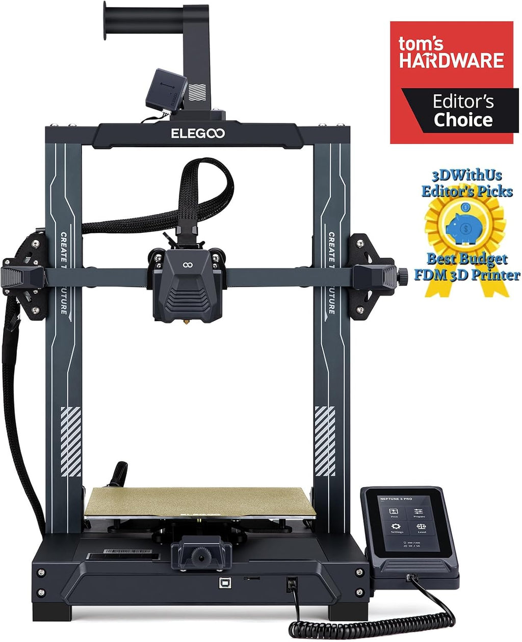 ELEGOO Neptune 3 Pro 3D Printer, Quick Assembly with Auto Leveling, Direct Drive Extruder, PEI Flexible Platform and Removable Touchscreen, 8.85x8.85x11 inch Printing Size