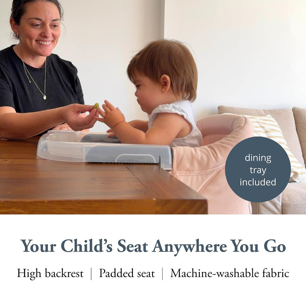 Inglesina Fast Table Chair - Powder Pink + Fast Dining Tray - Portable Baby High Chair for Babies & Toddlers up to 37 lbs - Fits Tables 0.8''-3.5'' Thick - Compact, Easy to Use - Travel Bag Included