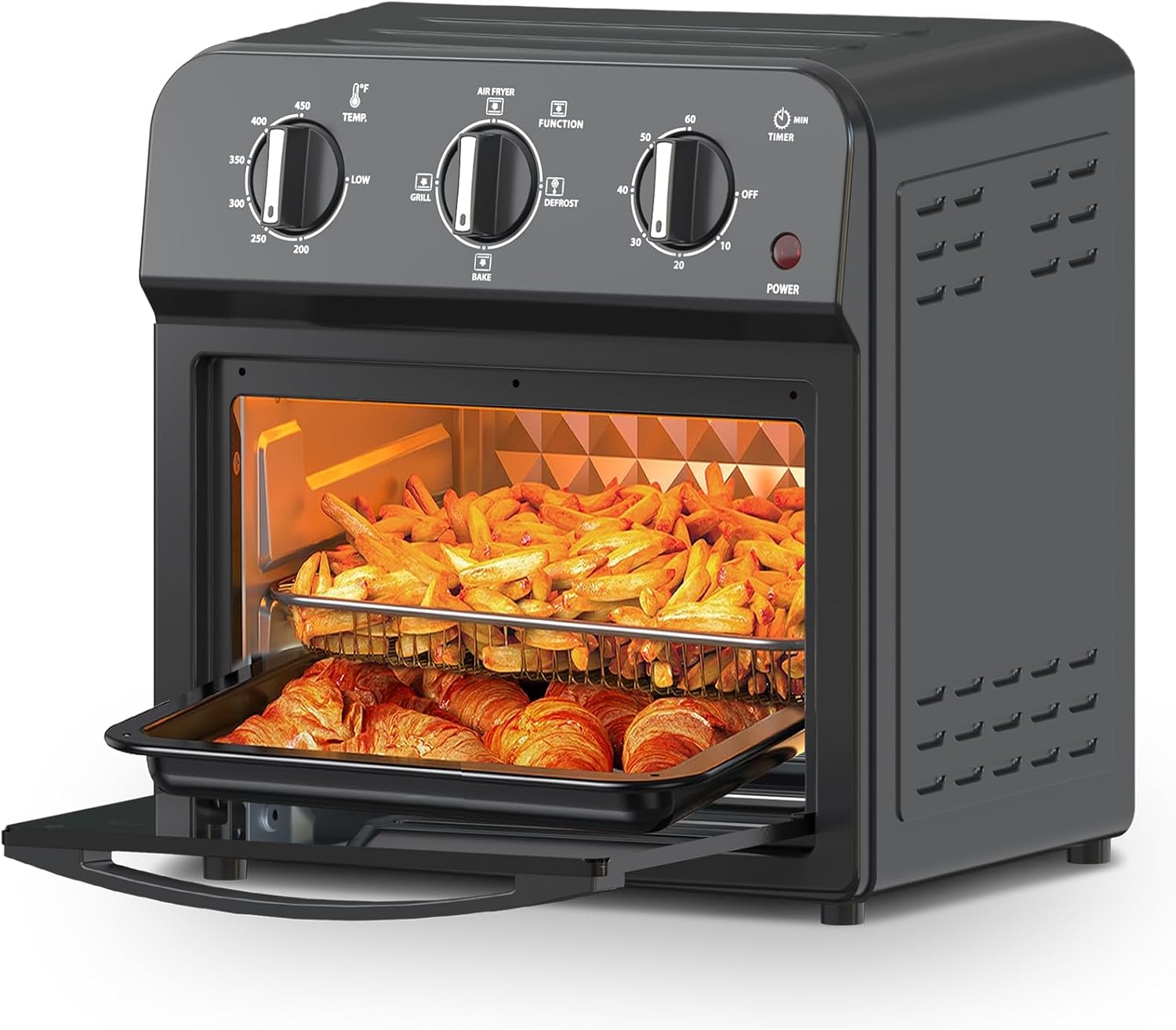 Family Size Air Fryer Toaster Oven Combo,13QT,360° Hot Air Circulation for Healthy Oil-Free Cooking, Multifunctional Convection Contertop Oven, Adjustable Time & Temp Control