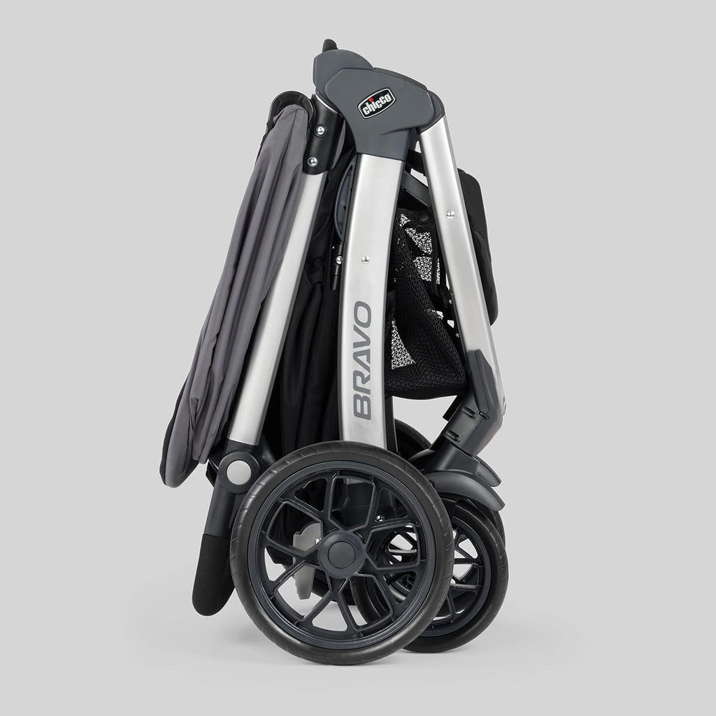 Chicco Bravo 3-in-1 Trio Travel System, Bravo Quick-Fold Stroller with KeyFit 30 Infant Car Seat and Base, Camden/Black