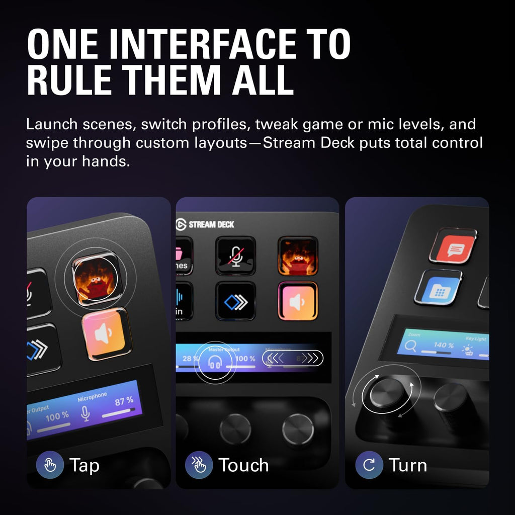 Elgato Stream Deck +, Audio Mixer, Production Console and Studio Controller for Content Creators, Streaming, Gaming, with customizable touch strip dials and LCD keys, works with Mac and PC