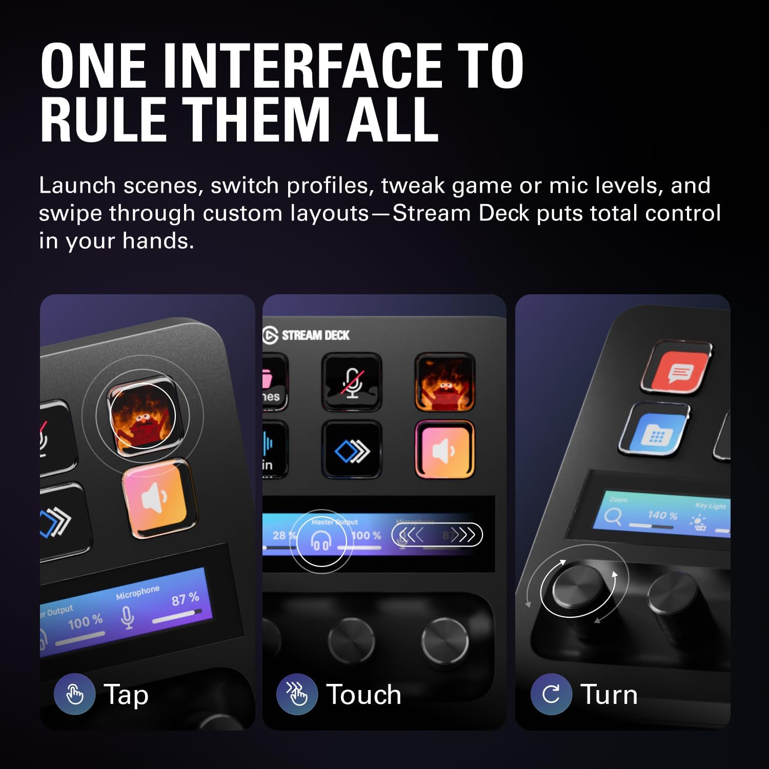 Elgato Stream Deck +, Audio Mixer, Production Console and Studio Controller for Content Creators, Streaming, Gaming, with customizable touch strip dials and LCD keys, works with Mac and PC