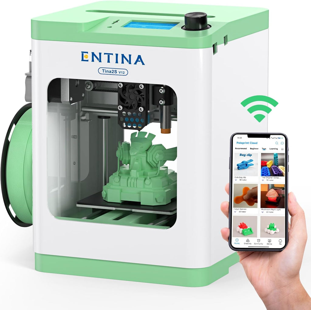 Entina TINA2S 3D Printers with WiFi Cloud Printing, Fully Assembled with Auto Leveling, Huge Library, DIY Mini 3D Printer for Beginners and Kids, High Precision 3D Printer for Home, Office & School