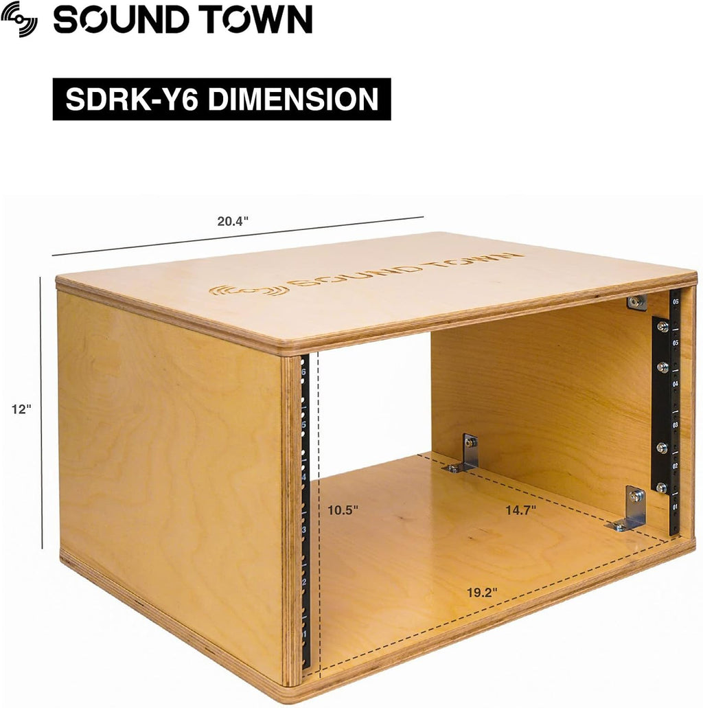 Sound Town DIY 6U Studio Rack with Solid Baltic Birch Plywood, Golden Oak, Assembly Required (SDRK-Y6)