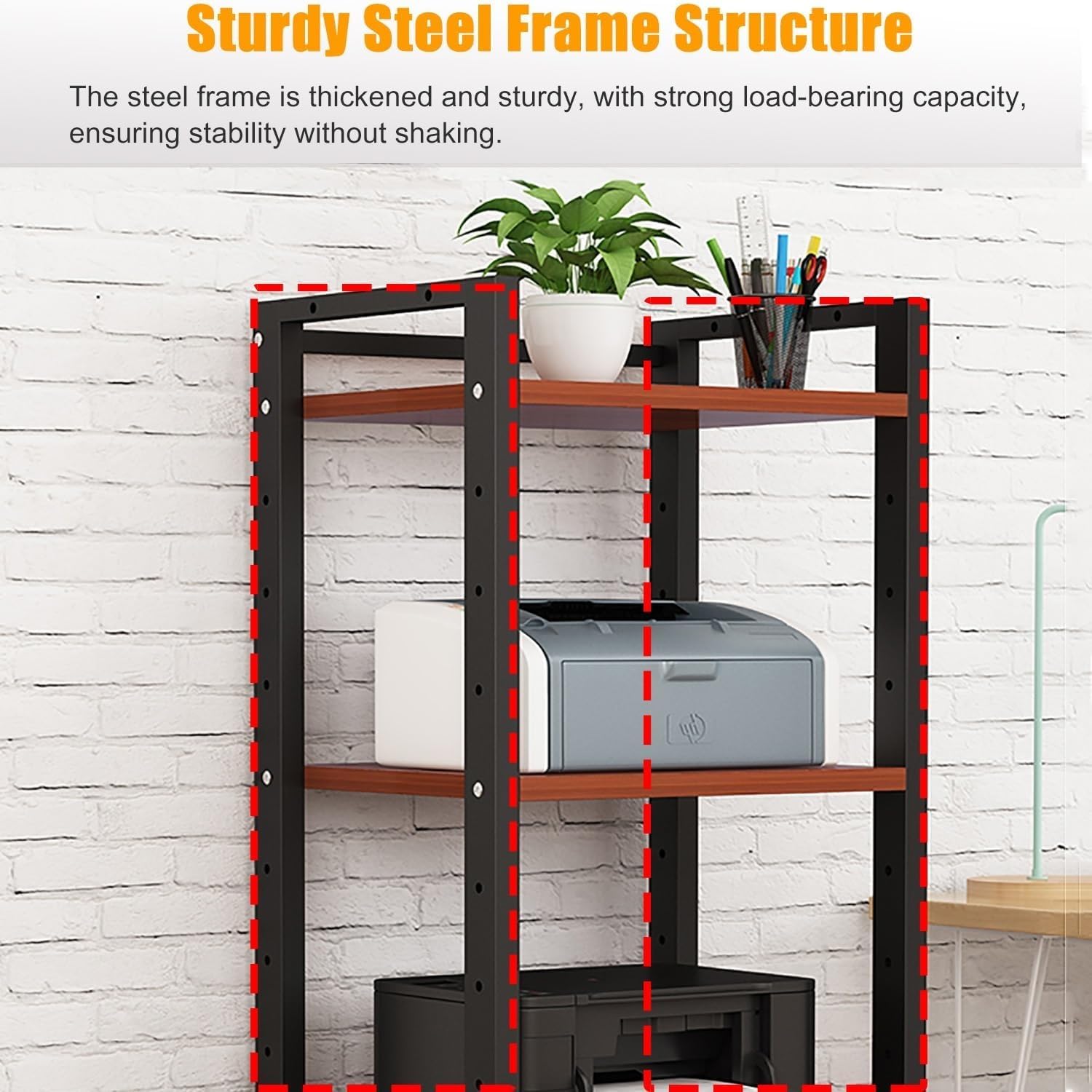 7-tier Av Media Stand, Audio Rack With Adjustable Shelves, Stereo Racks And Stands With Wheels, Stereo Rack For Home, Office, Theater(B)