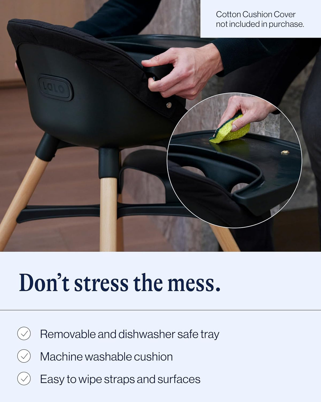 Lalo The Chair Convertible 3-in-1 High Chair for Babies & Toddlers, Dishwasher Safe Tray, Adjustable Footrest, Blueberry