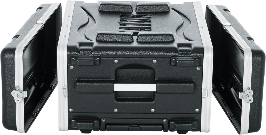 Gator Cases Lightweight Rolling 4U Rack Case with Heavy Duty Latches, Retractable Tow Handle, and Recessed Wheels, Standard 19.25' depth (GRR-4L)