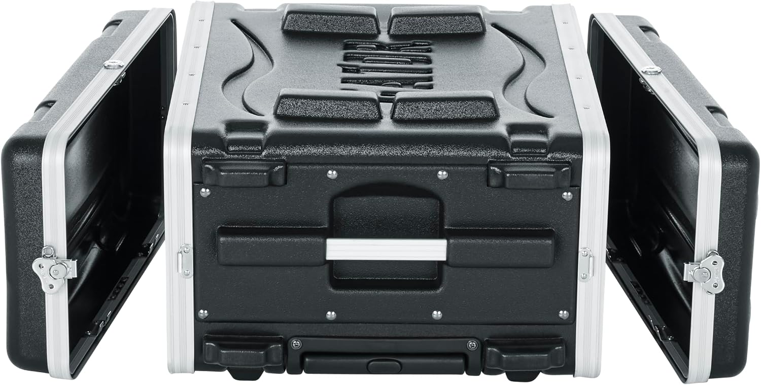 Gator Cases Lightweight Rolling 4U Rack Case with Heavy Duty Latches, Retractable Tow Handle, and Recessed Wheels, Standard 19.25' depth (GRR-4L)