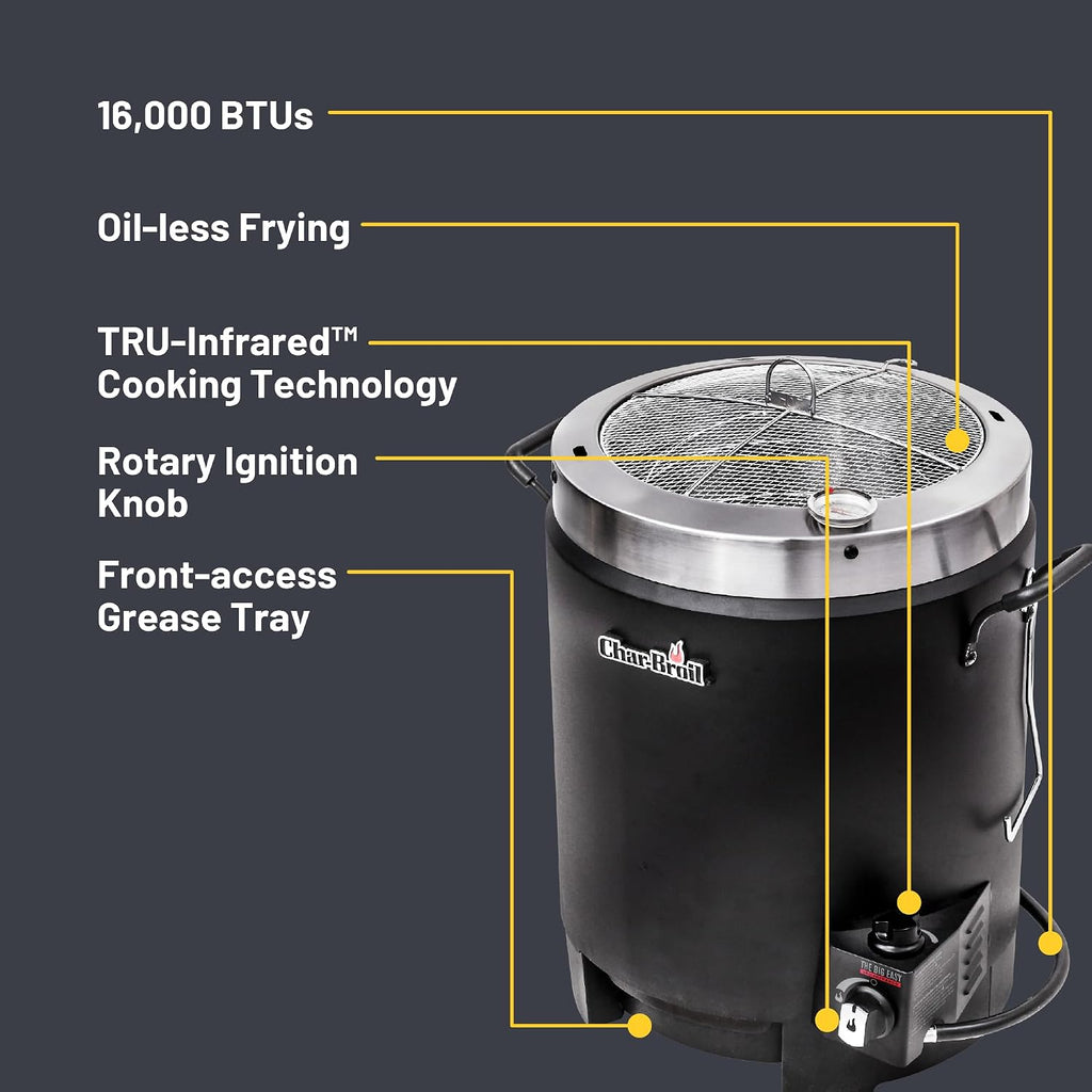 Charbroil® The Big Easy® TRU-Infrared™ Cooking Technology Propane Gas Stainless Steel Oil-Less Turkey Fryer, Black - 17102065