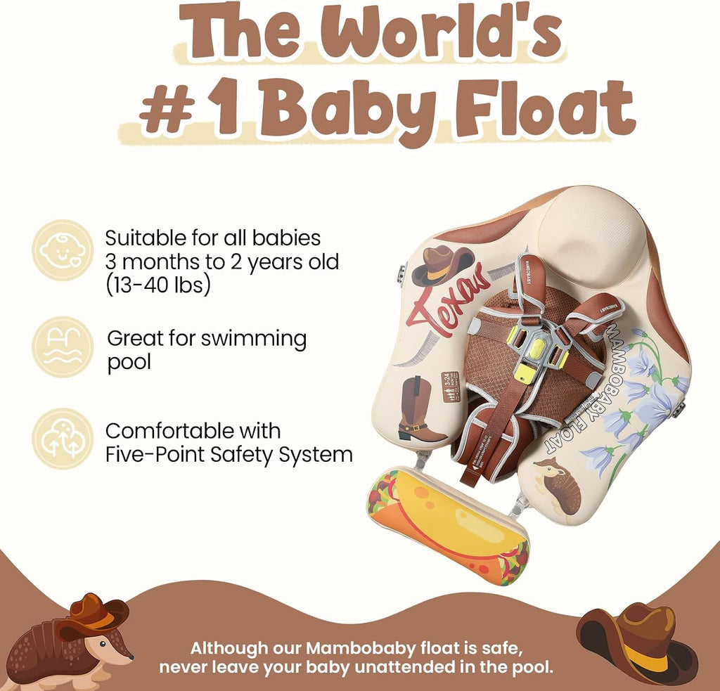 Mambobaby Float Deluxe Baby Pool Float: Safe & Comfortable Swim Trainer for Infants & Toddlers, Non-Inflatable Design, UV Protection Canopy, Fun Water Experience for Ages 3-24 Months