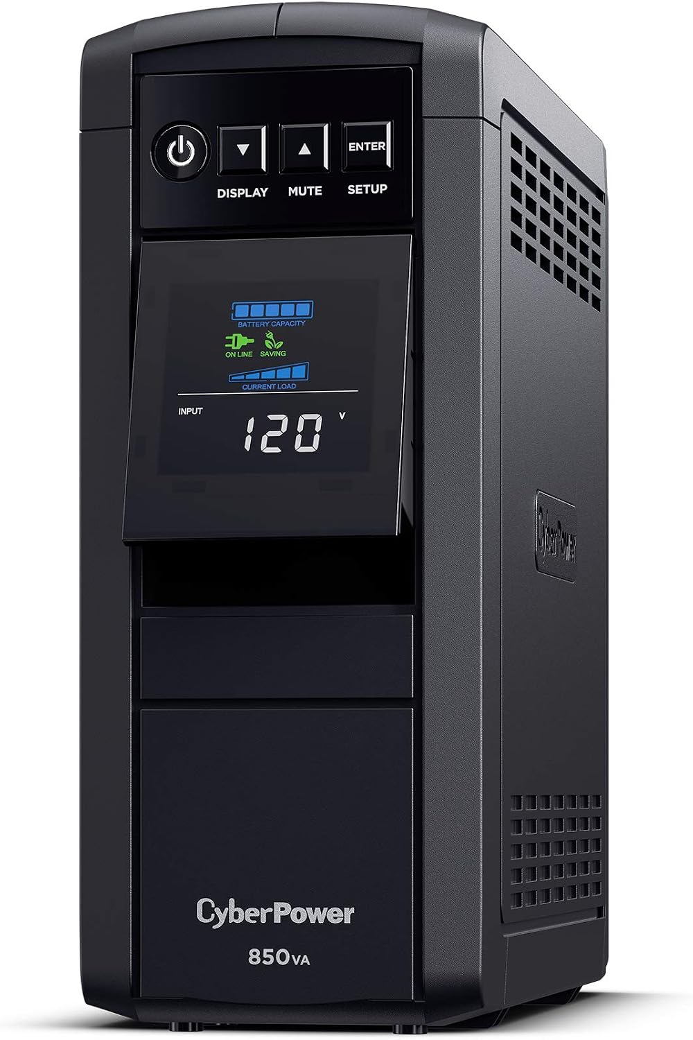 CyberPower CP850PFCLCD PFC Sinewave UPS Battery Backup and Surge Protector, 850VA/510W, 10 Outlets, AVR, Mini-Tower, UL Certified