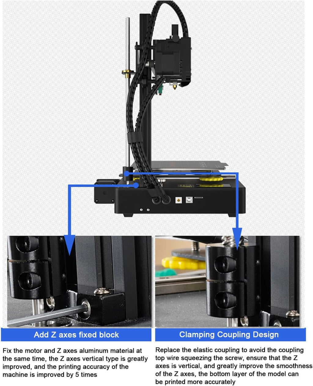 Gonetre Small 3D Printer for Kids Adults Beginners High Double Rail Fast Cooling Quiet DIY 3D Printing Machine for Home Alloy Steel 180x180x180mm (US Plug)