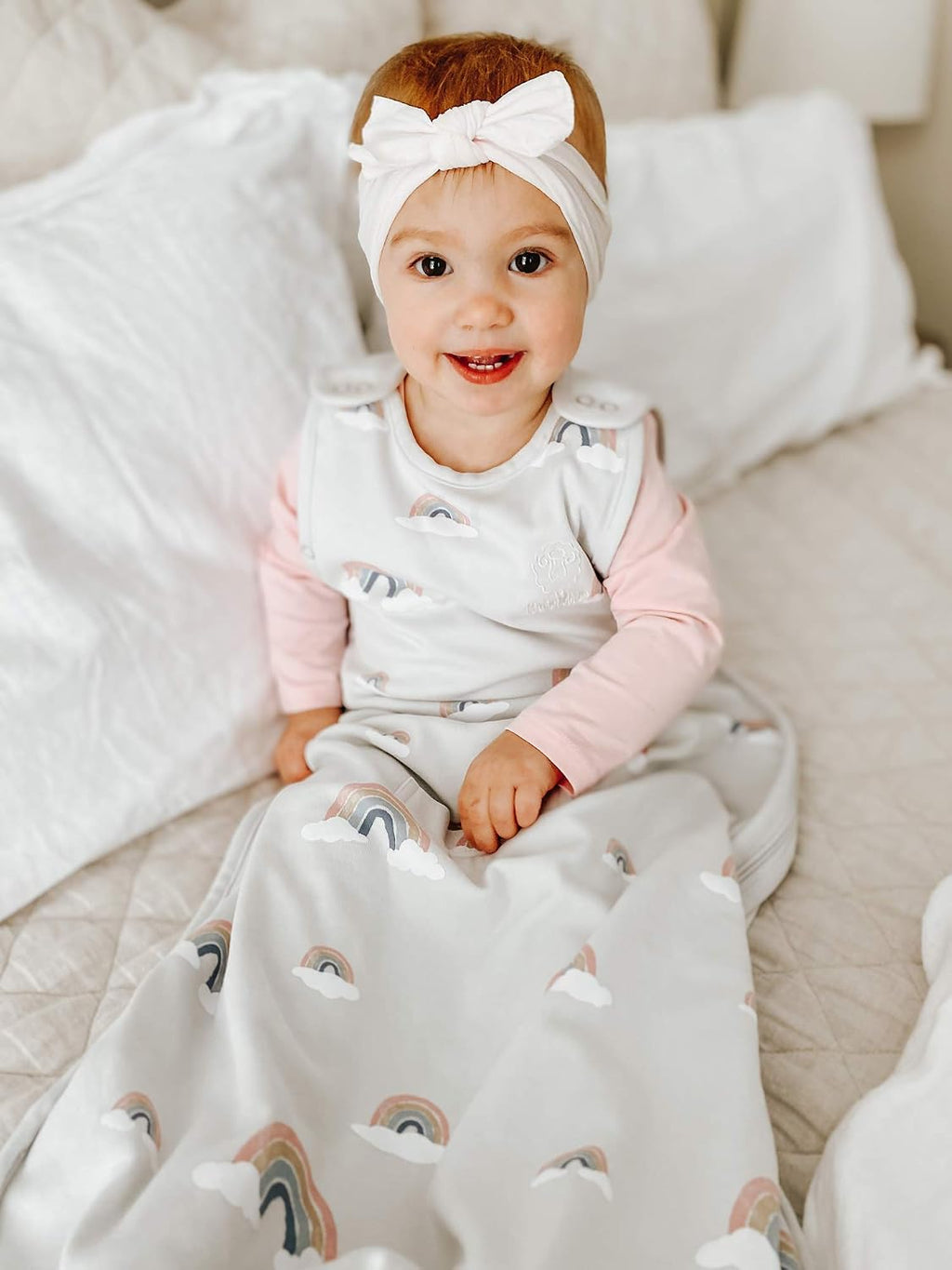 Woolino 4 Season Ultimate Baby Sleep Sack, Merino Wool Baby Sleeping Bag, Organic Cotton Outer, Adjustable 2-24 Months Size Fits Infants & Toddlers - Rainbow