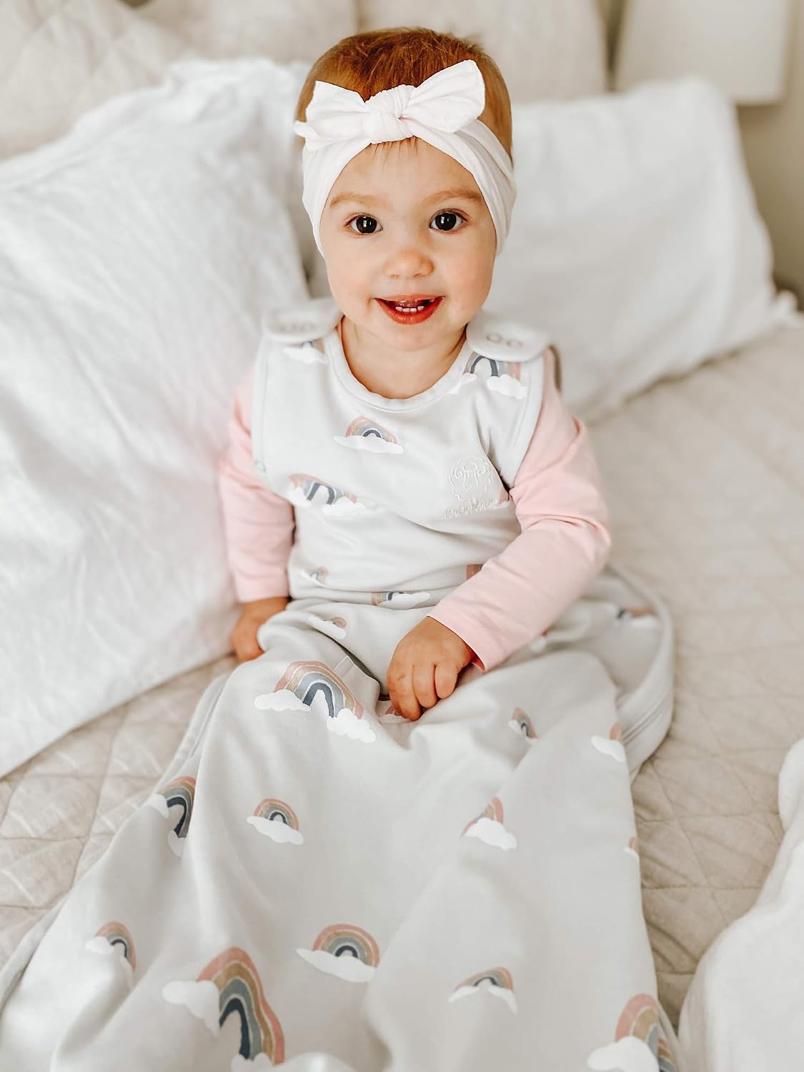 Woolino 4 Season Ultimate Baby Sleep Sack, Merino Wool Baby Sleeping Bag, Organic Cotton Outer, Adjustable 2-24 Months Size Fits Infants & Toddlers - Rainbow