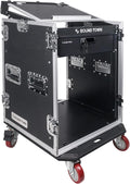 Sound Town Heavy-Duty 1/2' (12mm) Plywood 14U PA DJ Pro Audio Rack/Road ATA Case with 11U Slant Mixer Top, Locking Drawer, 20'' Rackable Depth and Casters (STMR-14D3)