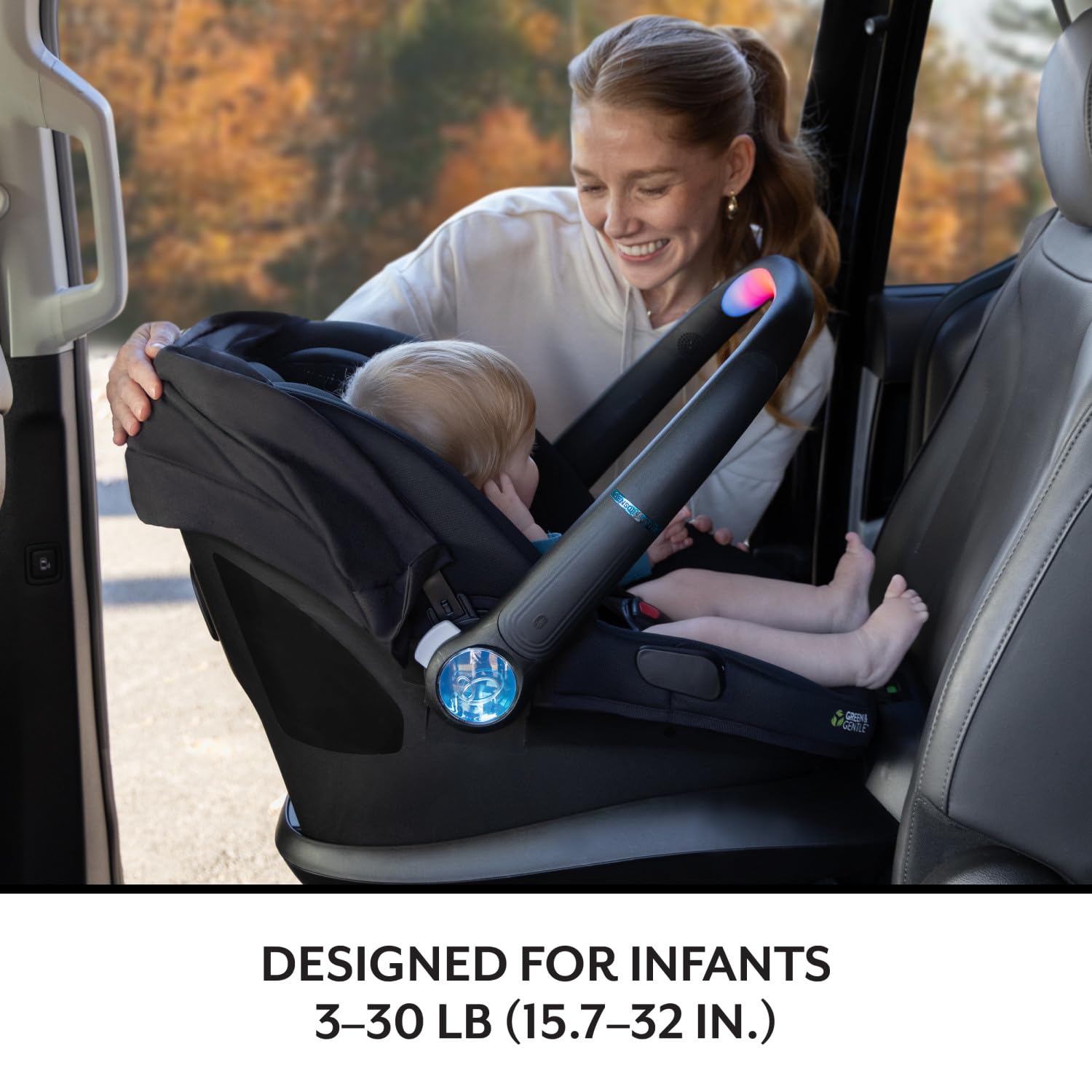 Evenflo LiteMax NXT Rear-Facing Lightweight Preemie and Infant Car Seat 3-30lbs with SensorySoothe. Easy Install with Base (Agate)