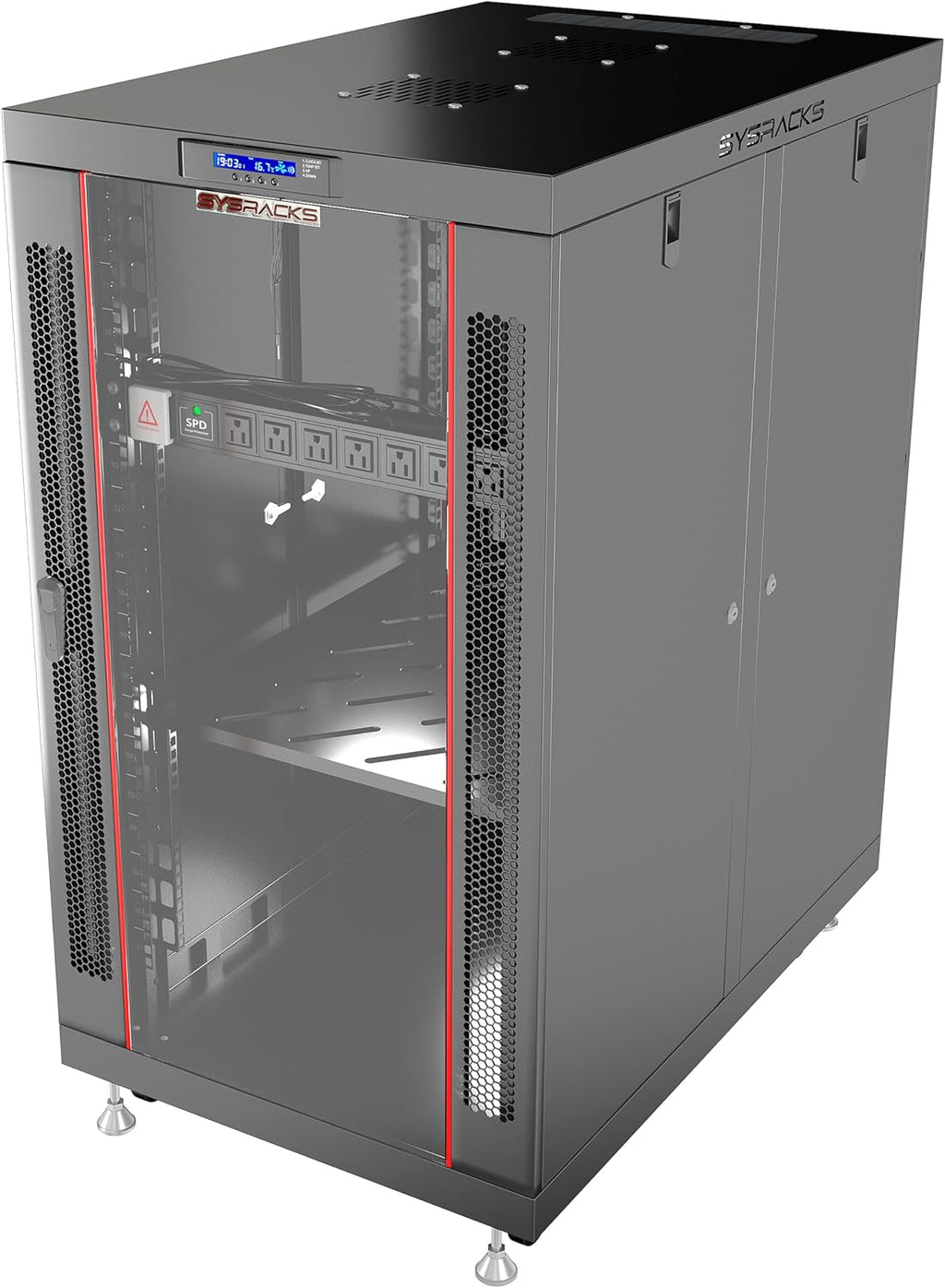 19' Server Rack Cabinet 18U – 35' Deep Network Cabinet Enclosure with Glass Door, Locking Panels, Cooling Fans, PDU & Shelf, IT Rack for Servers, Switches, AV Equipment