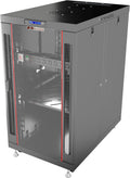 19' Server Rack Cabinet 18U – 35' Deep Network Cabinet Enclosure with Glass Door, Locking Panels, Cooling Fans, PDU & Shelf, IT Rack for Servers, Switches, AV Equipment