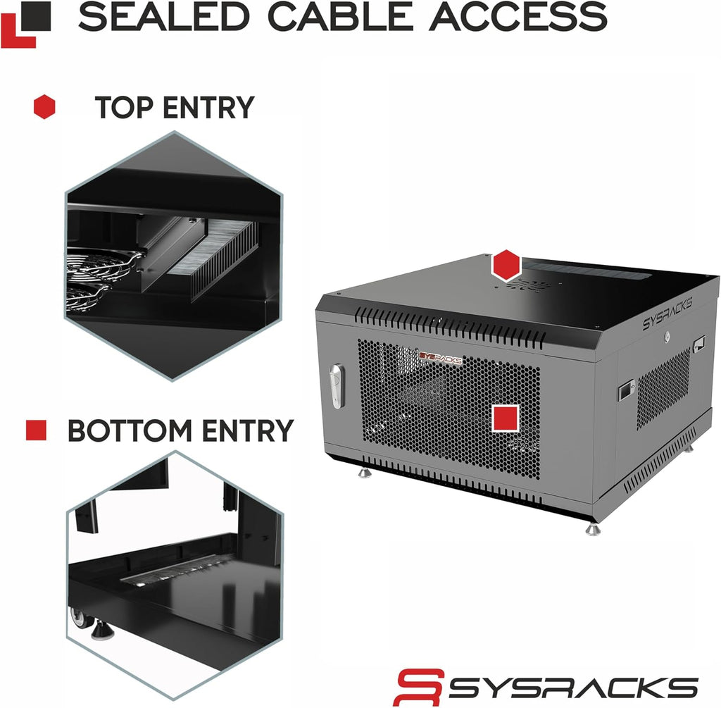 6U Wall Mount Server Rack Cabinet 24' Deep, 19' Network & AV Enclosure for Home Lab with Fan, PDU, 1 Shelf, Locking Mesh Door