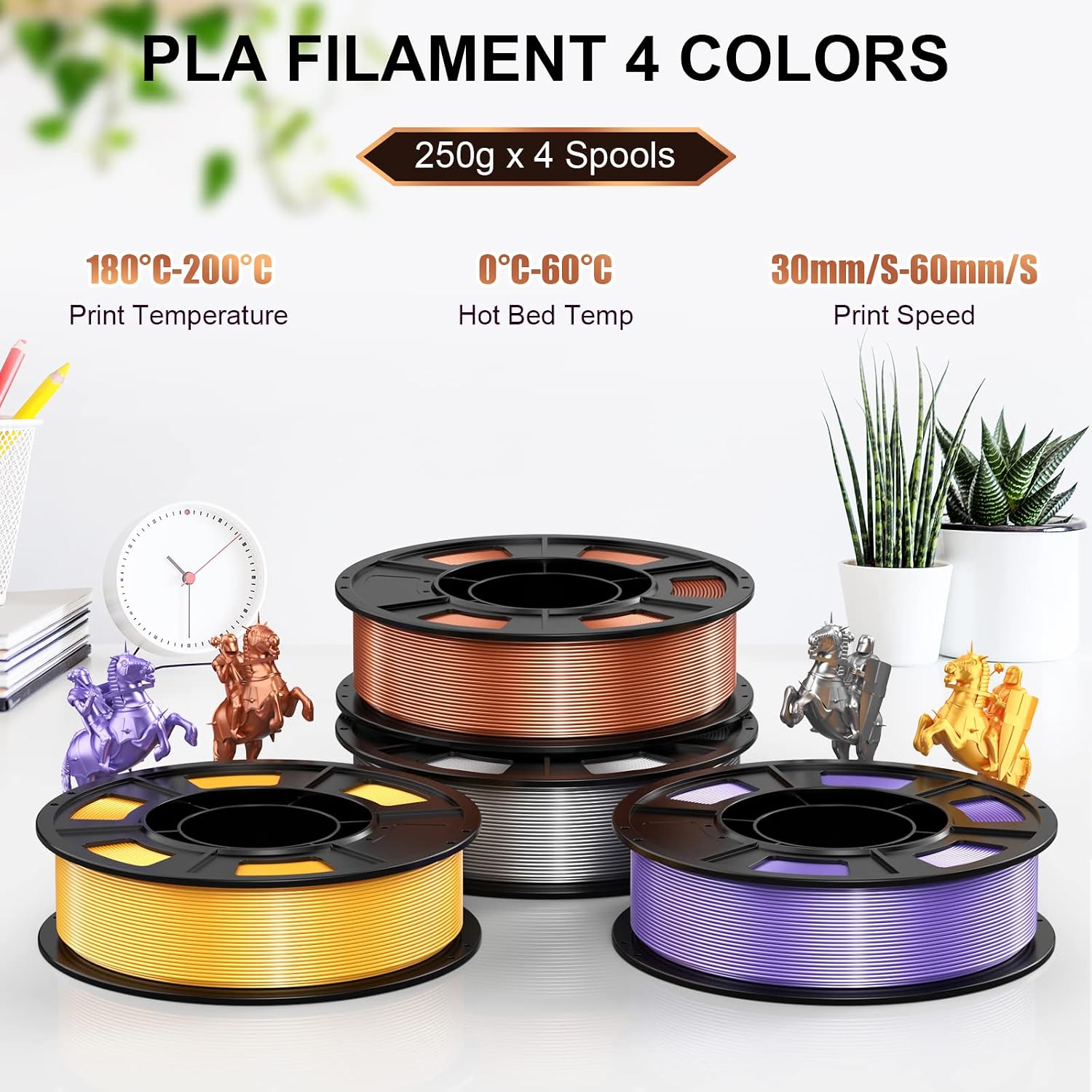 HEPHI3D Tina2 Fully Assemble 3D Printer Kit with 4 Colors Silk PLA Filament Bundle, Auto Leveling Bed Mini 3D Printers for Beginners and Kids, School, Office, Home Using