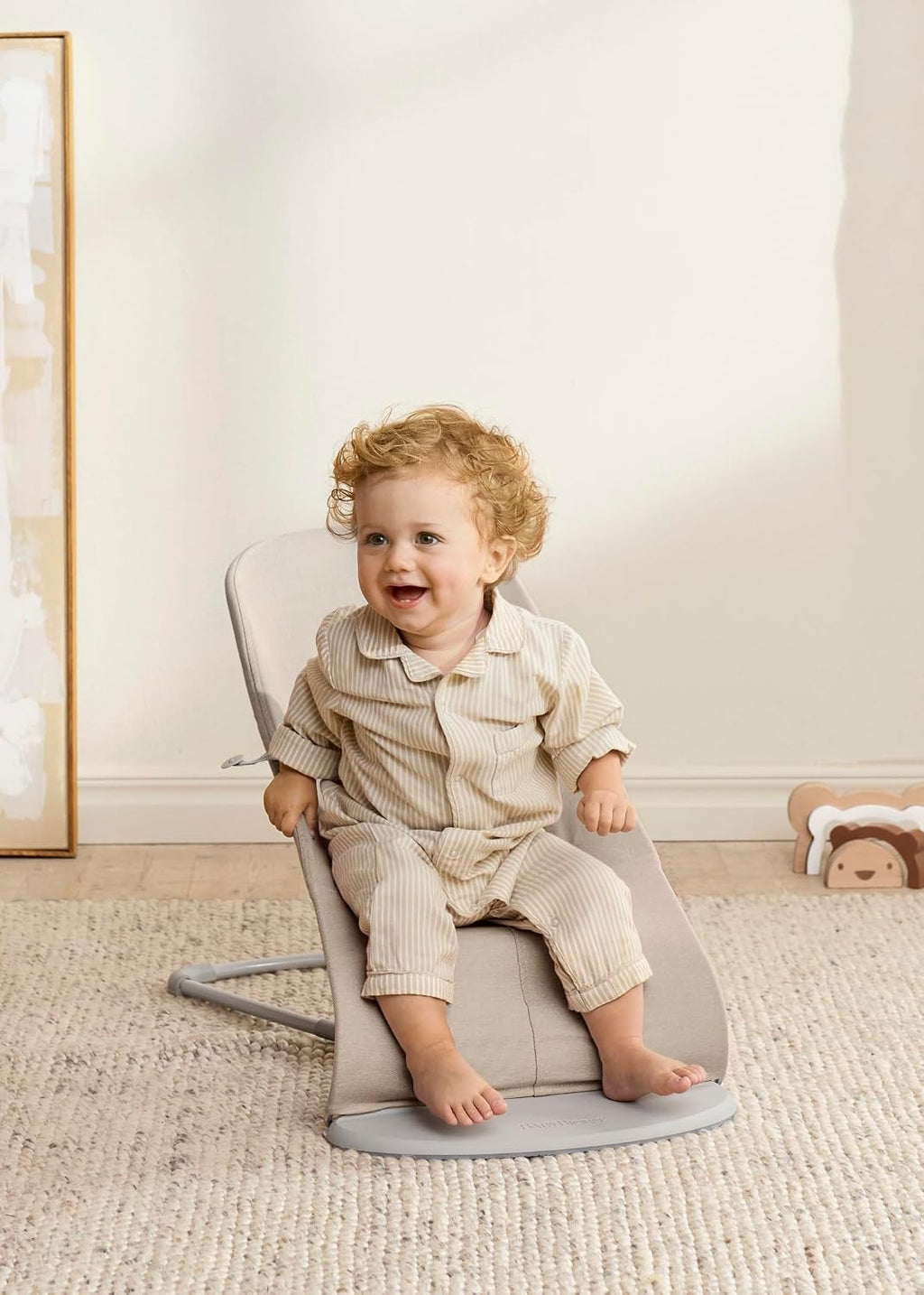BabyBjörn Bouncer Bliss, Woven mélange, Light Beige | 2-in-1 Adjustable Baby Bouncer Seat and Toddler Chair, Newborn to Toddler (8-29 lbs), 4 Positions, Lightweight & Portable
