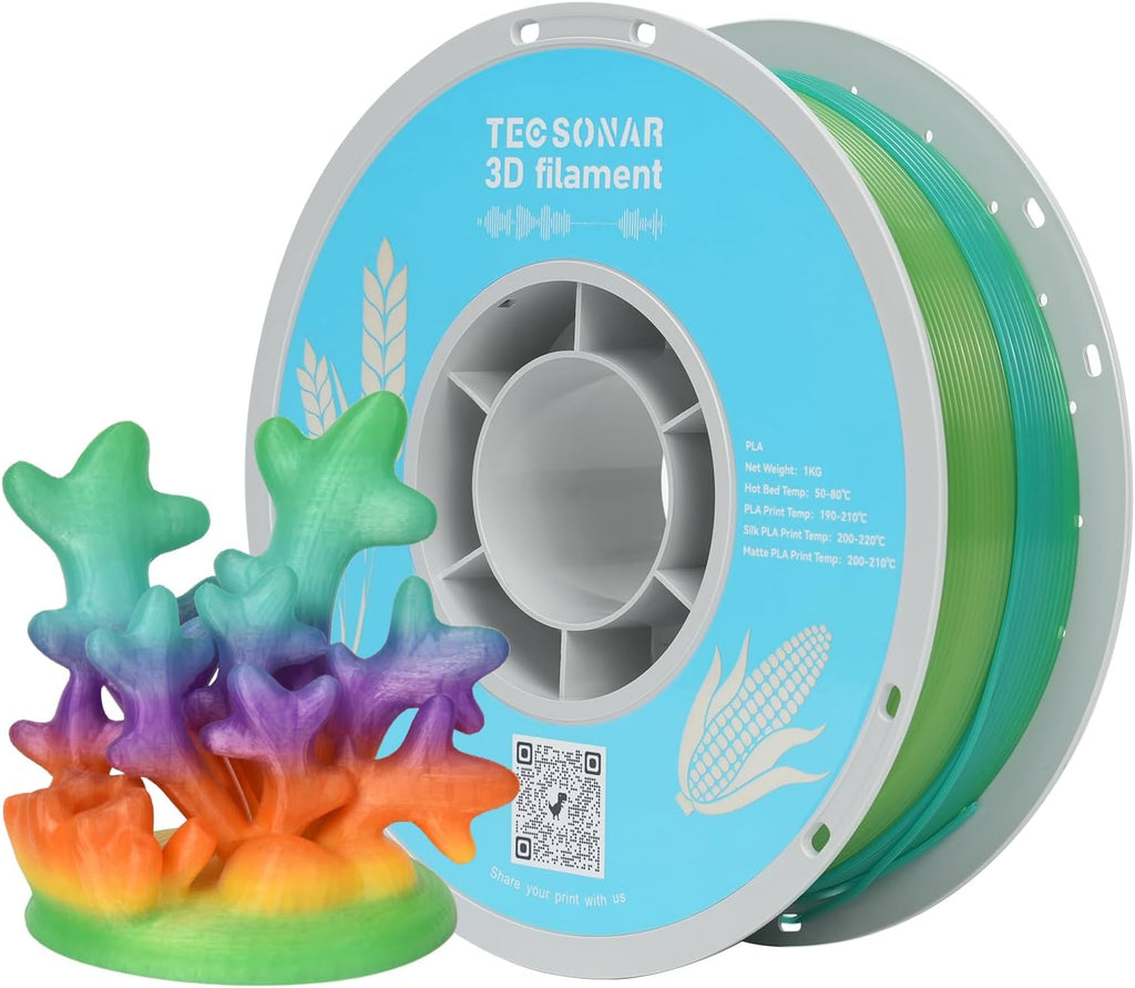 Crystal Rainbow PLA 3D Printer Filament Bundle, 10 Rolls,1KG Spool(2.2lbs) 1.75mm Gradient Filament for Most FDM 3D Printers,10 Different Crystal Rainbow Colors