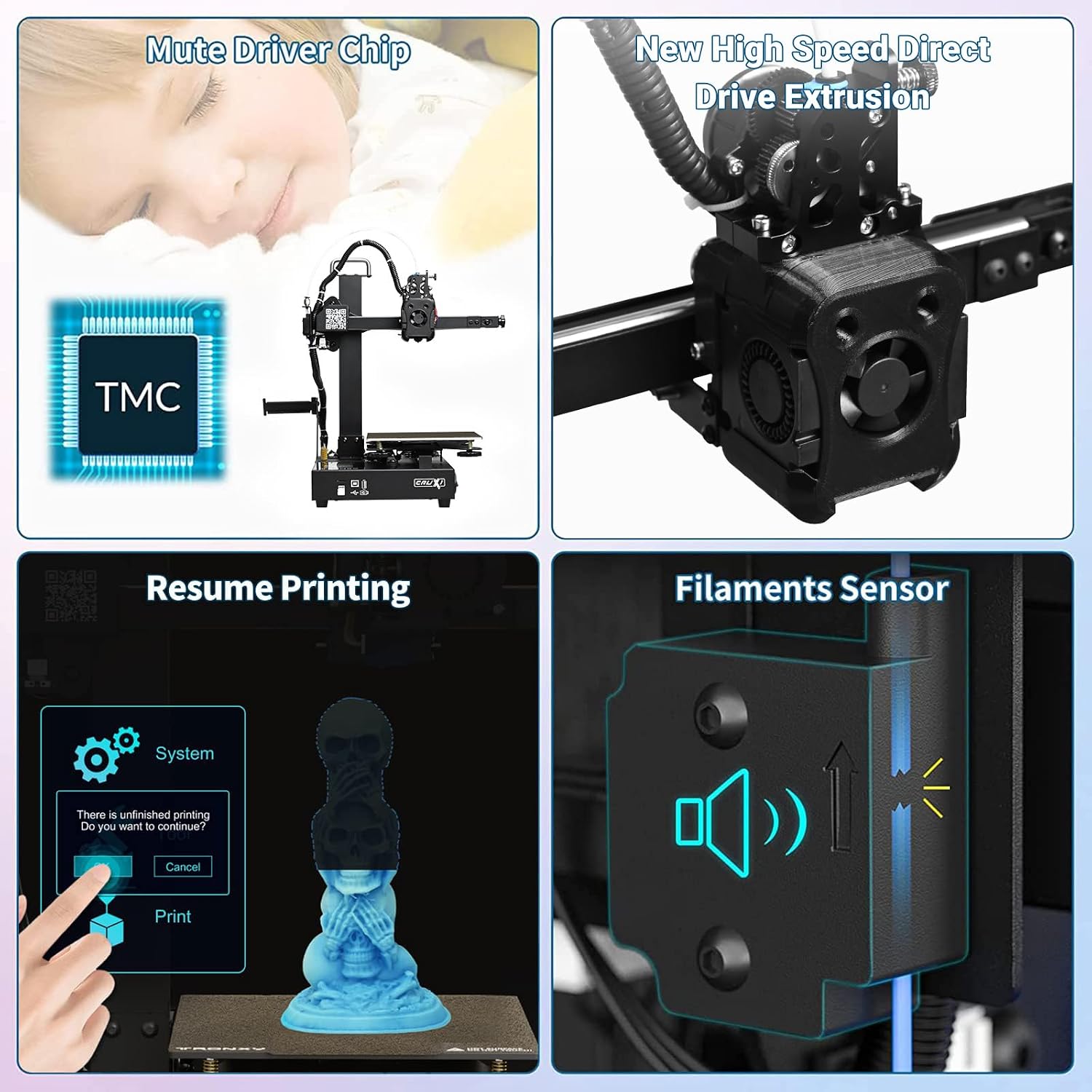 TRONXY CRUX 1S Mini 3D Printer,2025 New Version High Speed Small 3D Printers for Beginners,275°C Direct Extruder Double OSG15 Guide Rail, Print Size 7.09x7.09x7.09 inch