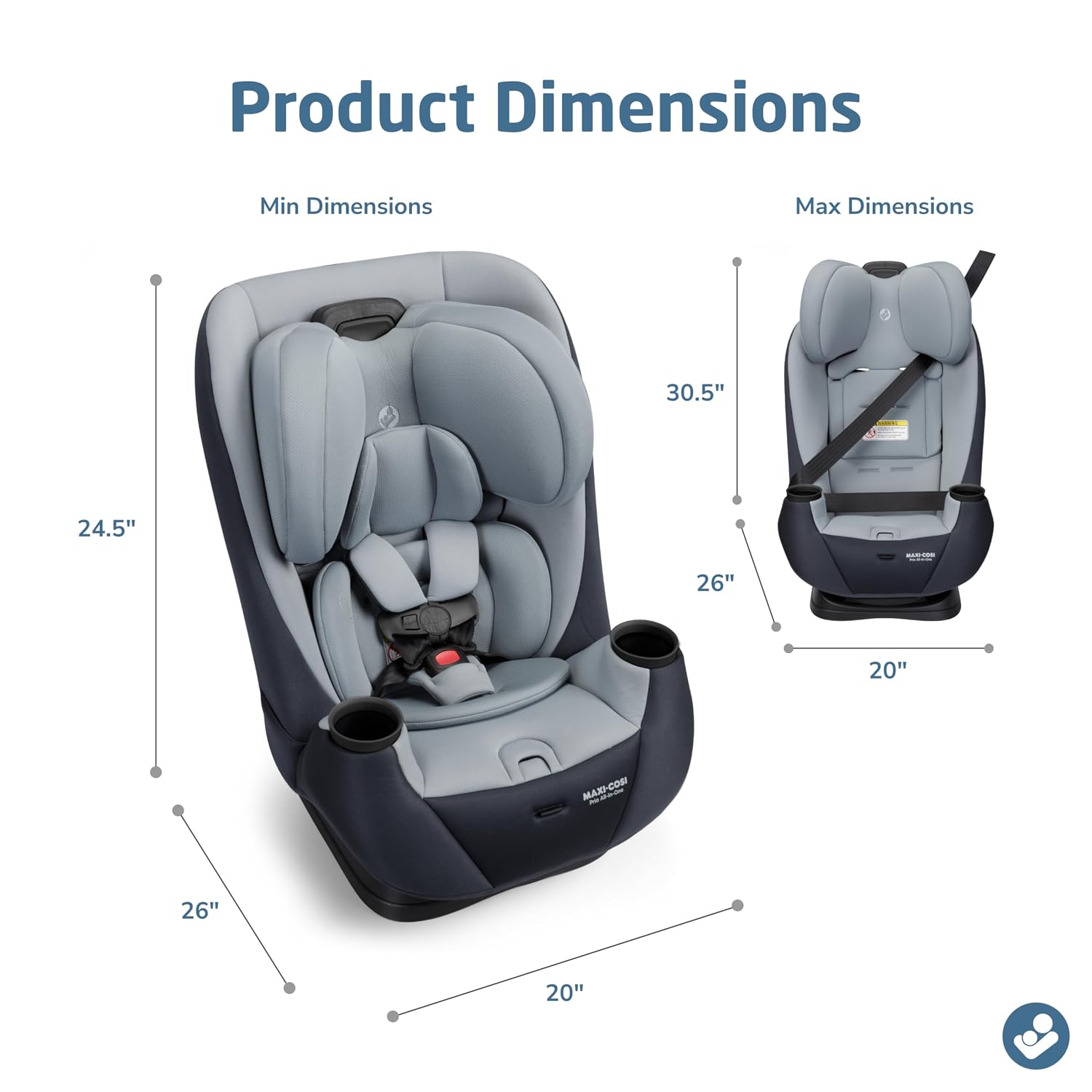Maxi-Cosi Pria All-in-One Convertible Car Seat, Infant to Toddler Car Seat, Easy-Install Harness, Machine-Washable Cover, 5-100 lbs, Sea Scape