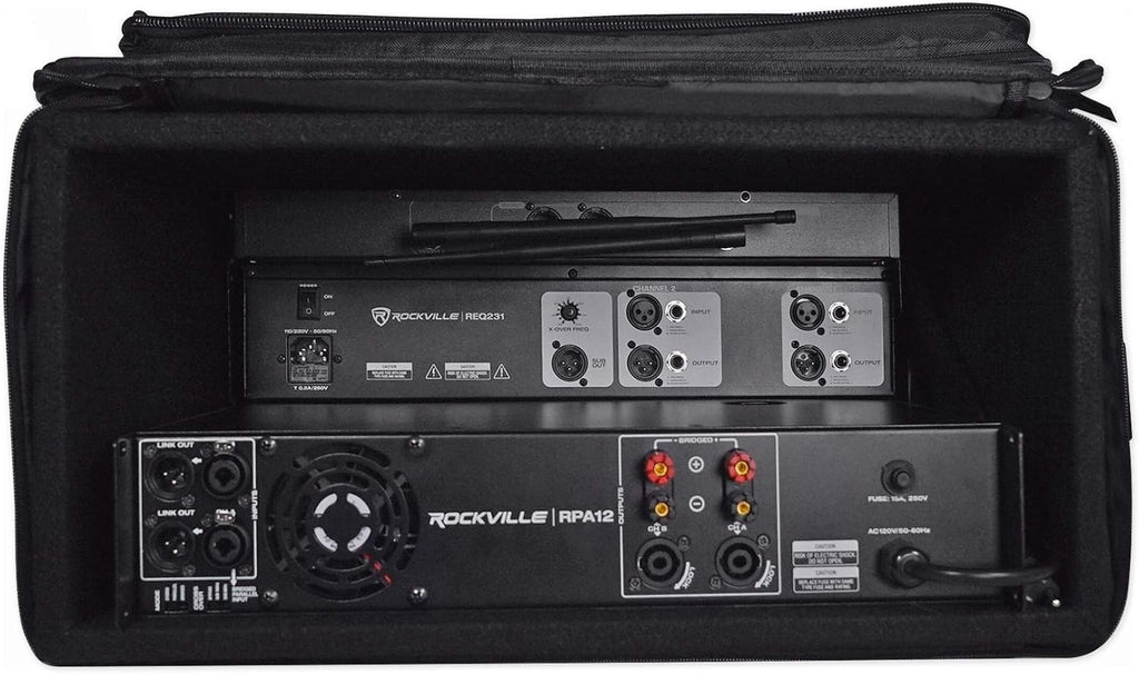 Rockville RRB55 5U Rack Bag Double-Sided Case, 16' Depth, Shoulder Strap, Zippered Pockets, Lightweight, Durable Nylon, for DJs and Live Sound Professionals