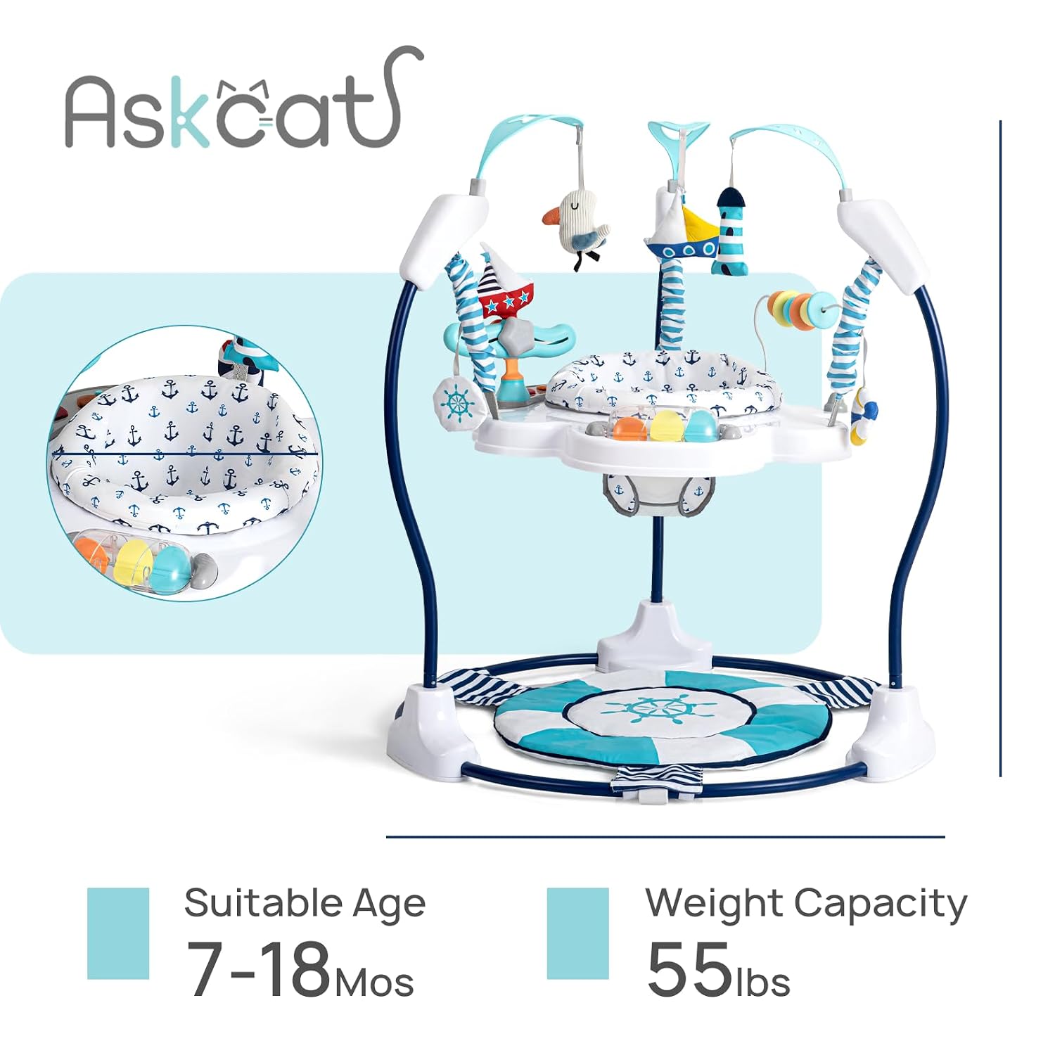 Baby Activity Center Jumper Interactive Activity Jumper Play Center with Infant Toys, 360° Rotating Seat