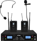PYLE, Wireless Microphone System, UHF, 16 Channels, Belt Packs, Lavalier Mics, Rack Mountable Receiver, LCD Display, Dual Antennas, Bodypack Transmitters, Headset Microphones, Audio Cable, Case