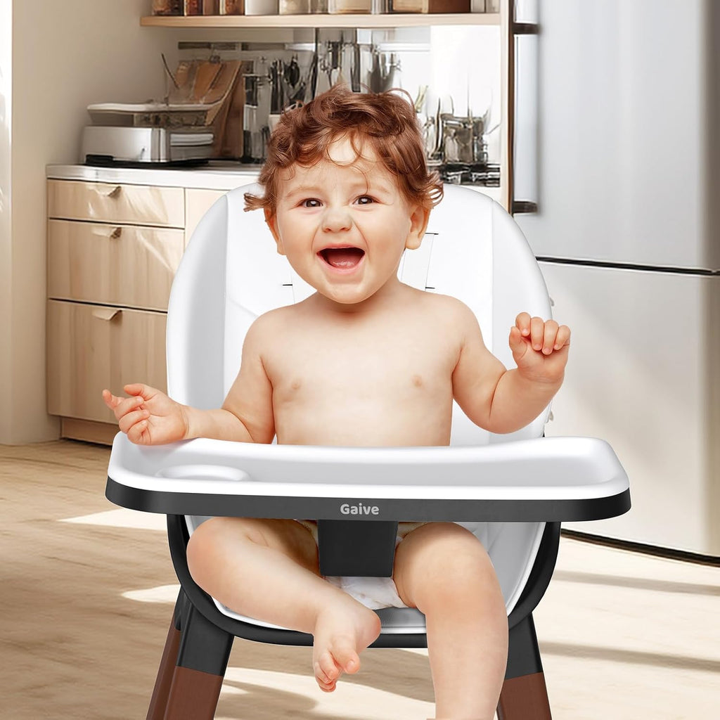 GAIVE 8 in 1 Convertible Wooden High Chair, Adjustable Baby High Chair for Babies and Toddlers with Tray, Easy to Clean, Grow with Family|Booster|Learning Table|High Stool