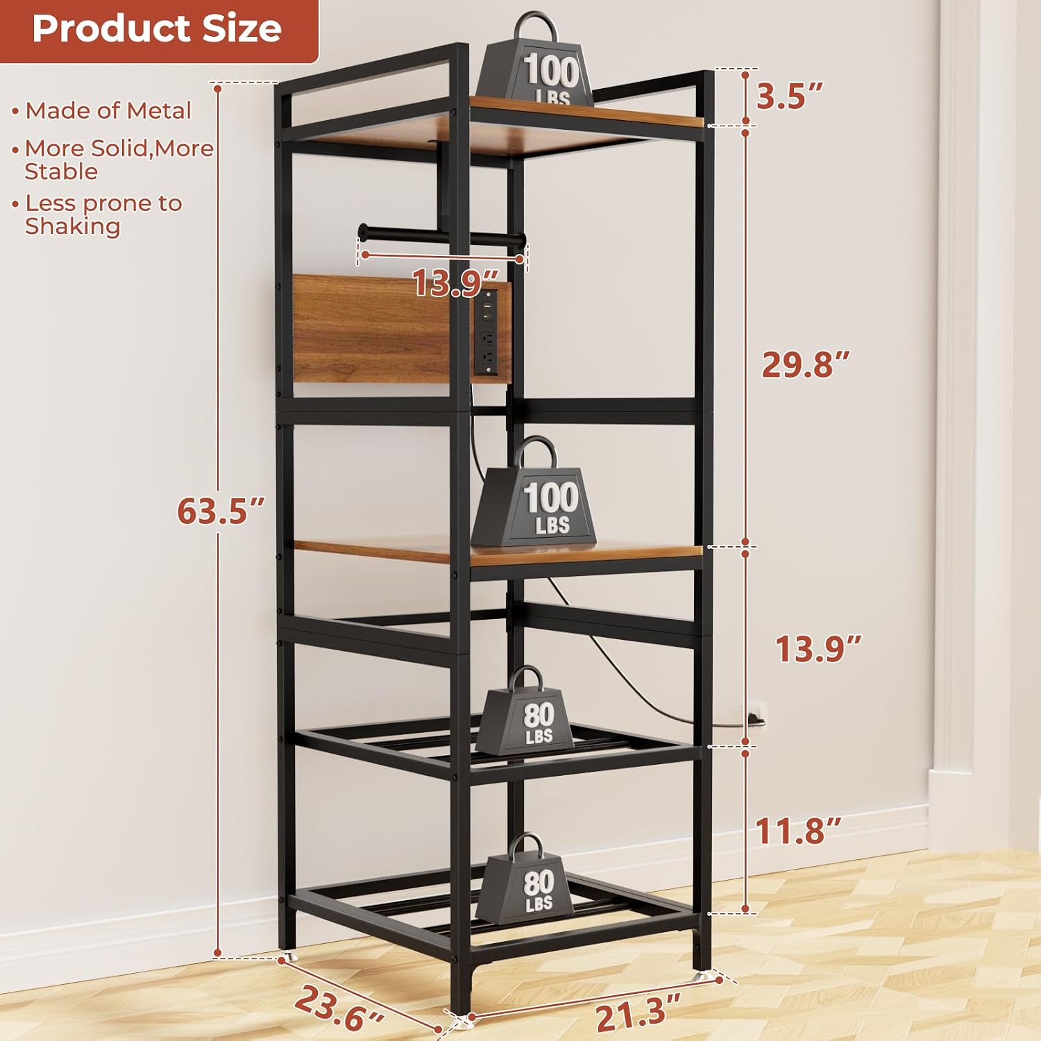 3D Printer Stand with Filament Storage, Heavy-Duty Metal Frame, T-Type Filament Holder, Built-in Power Panel, Open Frame Printer Workstation for Home & Workshop