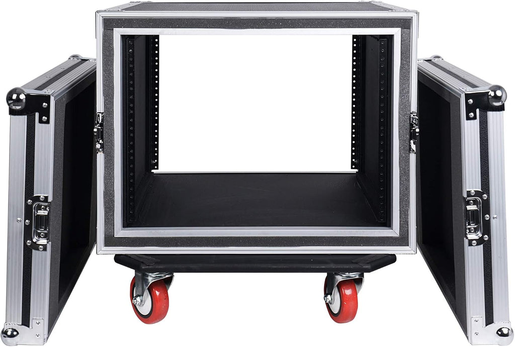 Sound Town Shock Mount 8U ATA Rack Case with 17' Rackable Depth and Casters, 8-Space Size - Pro Tour Grade (STRC-SP8UW)